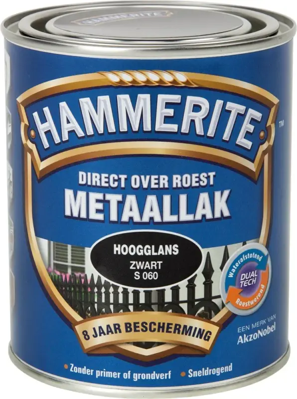 Lage Prijs Hammerite Metaallak Hoogglans Zwart S060-250 ML