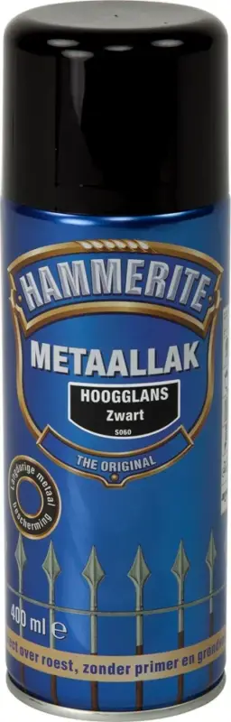 Hammerite Metaallak Hoogglans Zwart S060 Spuitbus-400 ML Uitverkoop