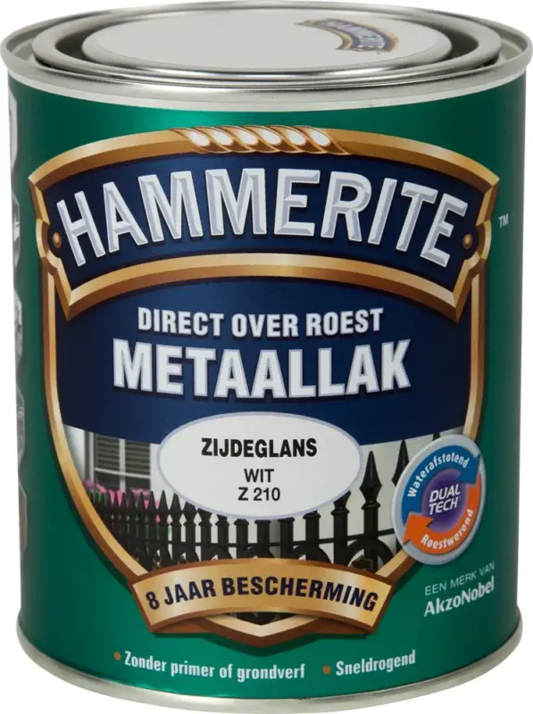 Beperkte Voorraad Hammerite Metaallak Zijdeglans Wit Z210-250 ML