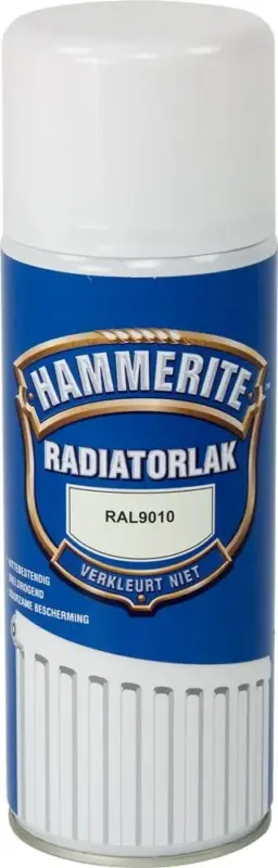 Op = Op Hammerite Radiatorlak RAL9010 Spuitbus-400 ML
