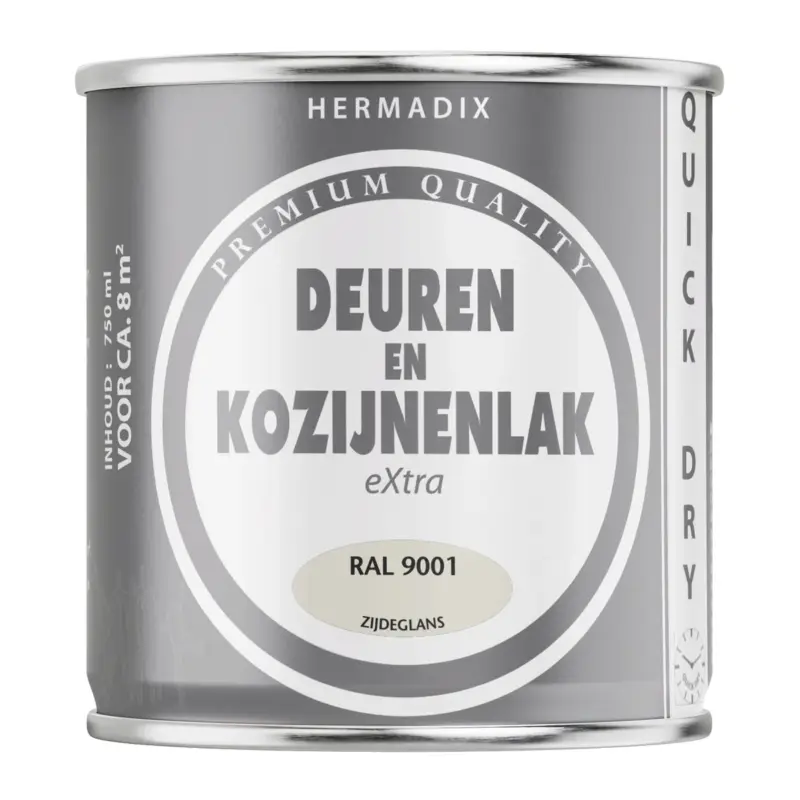 Hermadix Deuren&Kozijnenlak Extra Zijdeglans RAL9001-750 ML Direct Beschikbaar