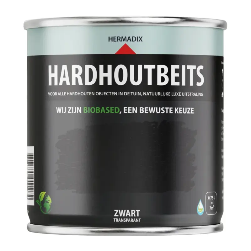 Hermadix Hardhoutbeits Transparant Zwart-750 ML Gecertificeerd