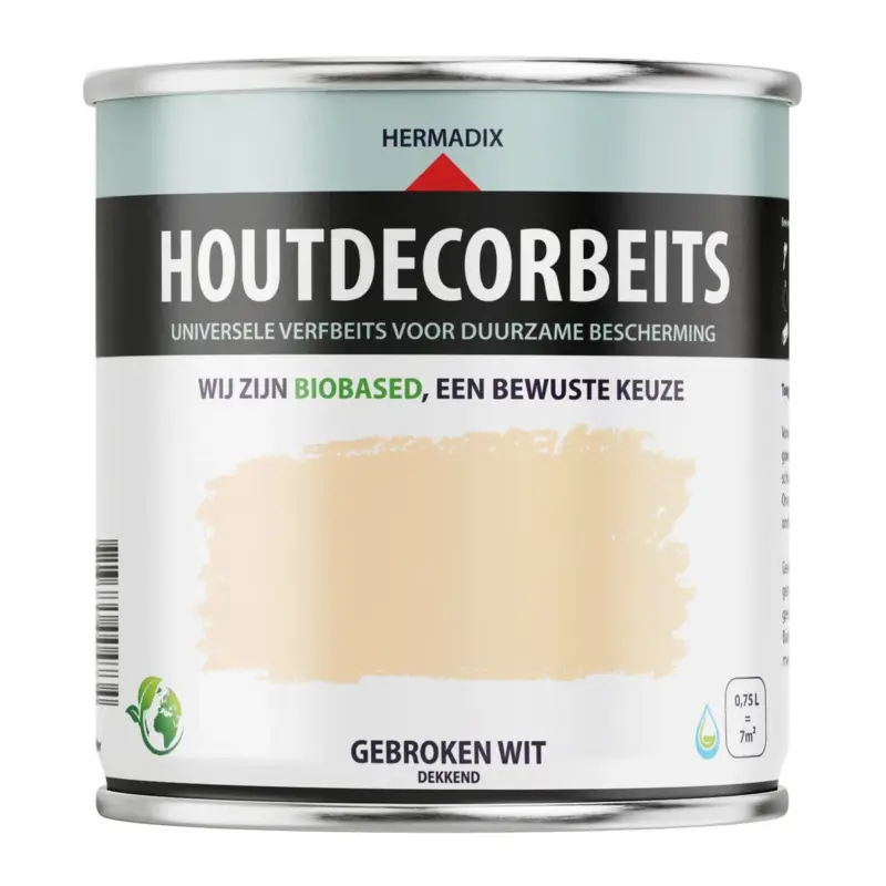 Hermadix Houtdecor Dekkend Gebroken Wit 601-750 ML Gereduceerde Prijs