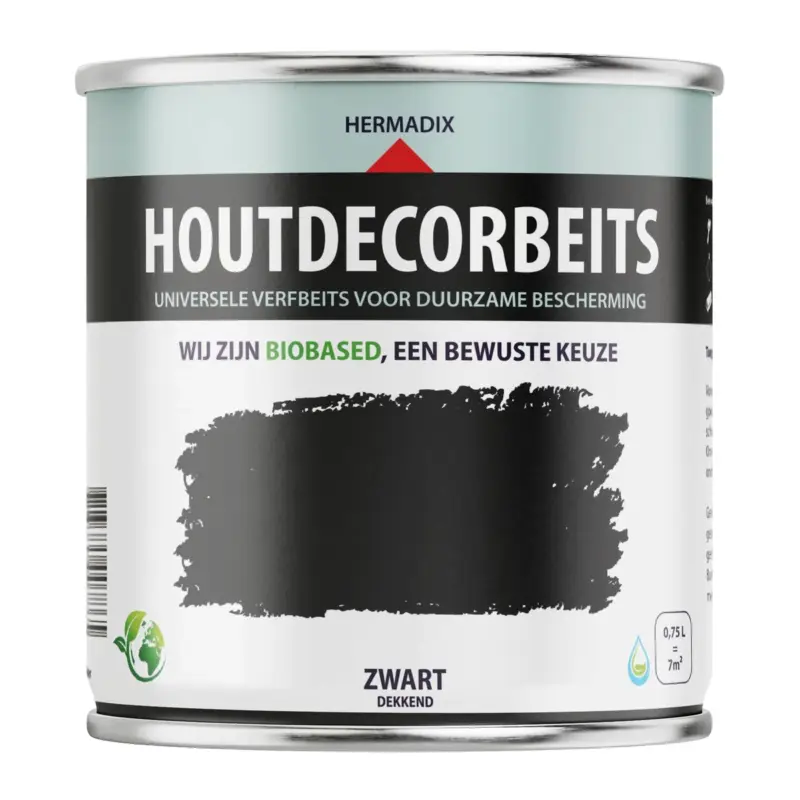 Hermadix Houtdecor Dekkend Zwart 620-750 ML Gecertificeerd