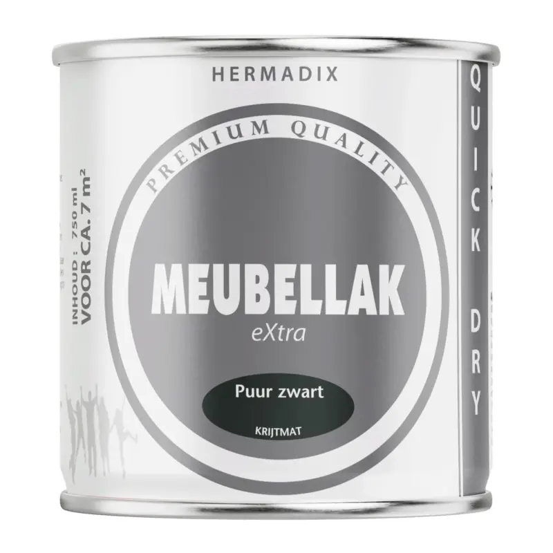 Korting Hermadix Meubellak Extra Krijtmat Puur Zwart-750 ML