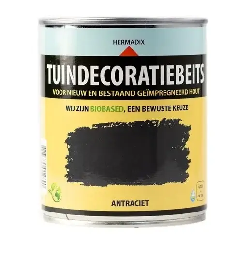 Gecertificeerd Hermadix Tuindecoratiebeits Dekkend Antraciet 706-750 ML