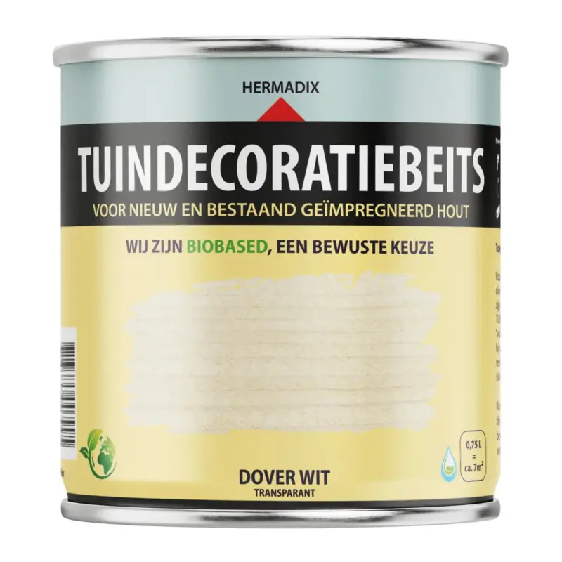 Hermadix Tuindecoratiebeits Transparant Dover Wit 765-750 ML Nieuw
