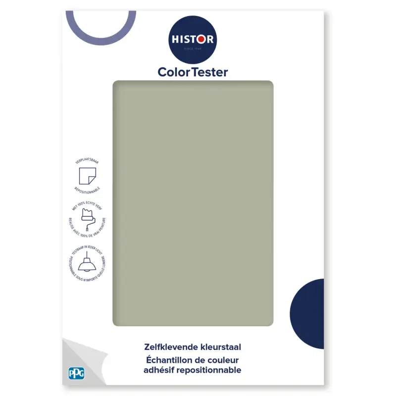 Goedkoop Kleurstaal Histor Colortester Boulder Lichen PPG1127-4 | Zelfklevende Kleurstaal-A5 Formaat