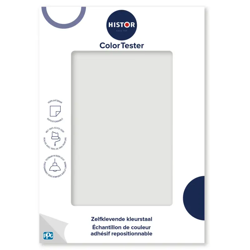 Kleurstaal Histor Colortester Candle Smoke PPG1001-2 | Zelfklevende Kleurstaal-A5 Formaat Nieuw