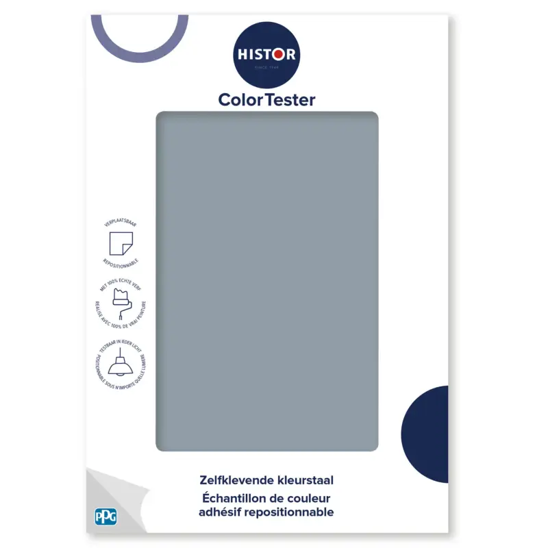 Kleurstaal Histor Colortester Coast Of Maine PPG10-20 | Zelfklevende Kleurstaal-A5 Formaat Aanbieding