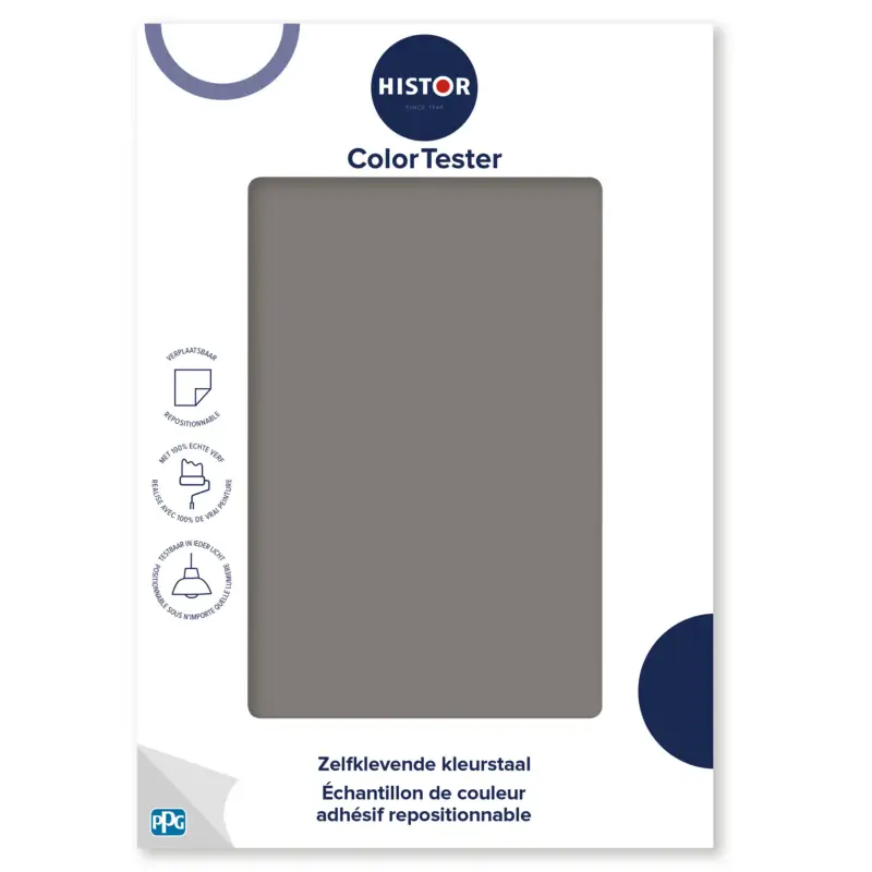 Laatste Versie Kleurstaal Histor Colortester Cool Charcoal PPG1007-6 | Zelfklevende Kleurstaal-A5 Formaat