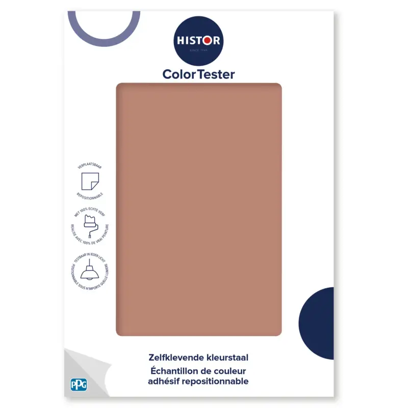 Kleurstaal Histor Colortester Light Cherry Parade PPG1062-5 | Zelfklevende Kleurstaal-A5 Formaat Finale Uitverkoop