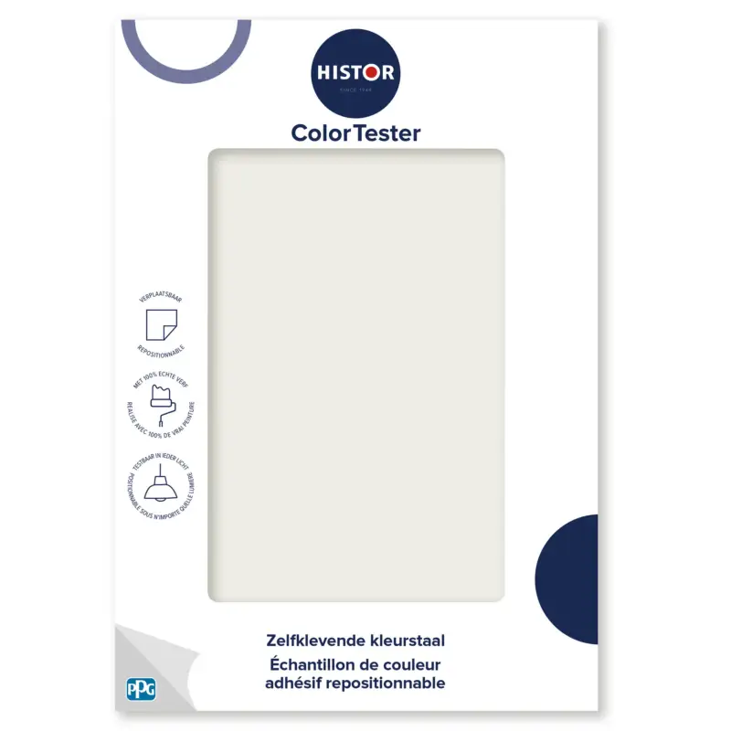 Kleurstaal Histor Colortester New Chalk PPG1006-1 | Zelfklevende Kleurstaal-A5 Formaat Finale Uitverkoop