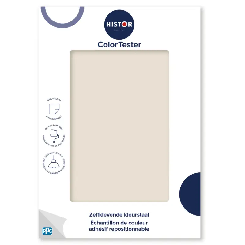 Kleurstaal Histor Colortester RAL9001 | Zelfklevende Kleurstaal-A5 Formaat Direct Beschikbaar