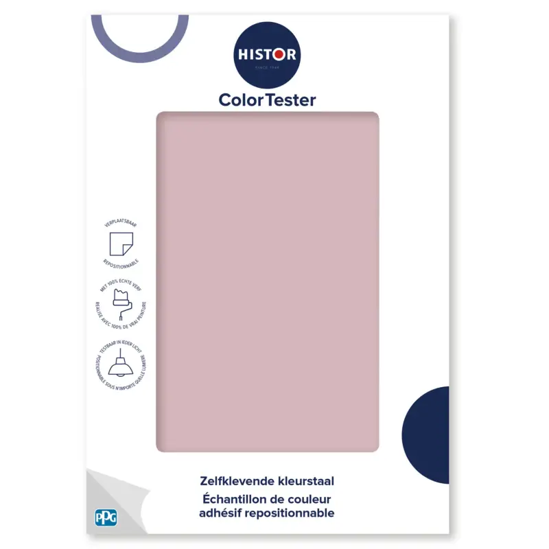 Koopje Kleurstaal Histor Colortester Rose Stain PPG1048-4 | Zelfklevende Kleurstaal-A5 Formaat