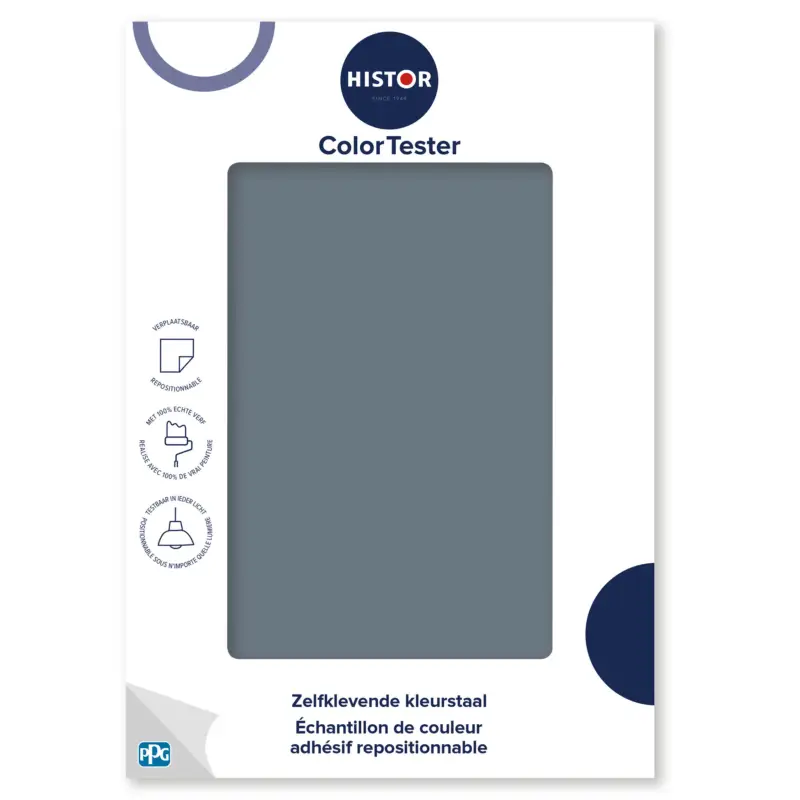 Kleurstaal Histor Colortester Sheffield Gray PPG1041-6 | Zelfklevende Kleurstaal-A5 Formaat Alleen Vandaag