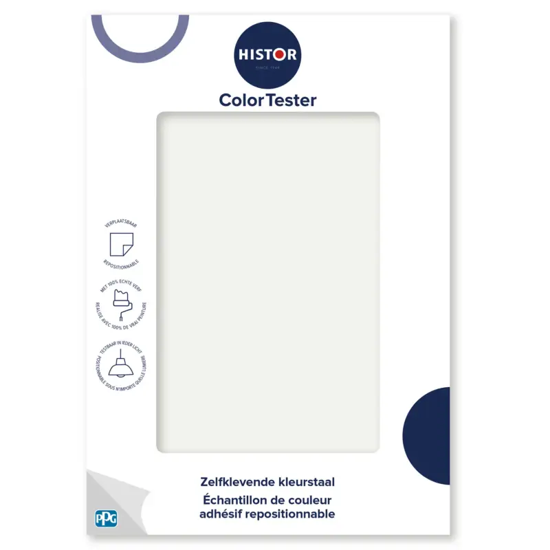Kleurstaal Histor Colortester Swansong PPG1001-1 | Zelfklevende Kleurstaal-A5 Formaat Populair