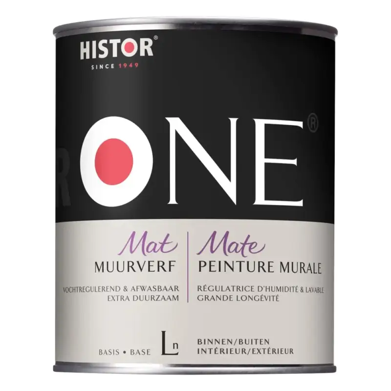 Aanbieding Histor One Muurverf Mat Vochtregulerend & Afwasbaar-1 LTR - Wit