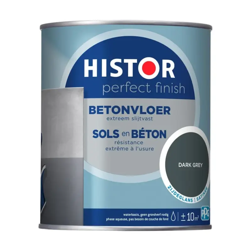 Betrouwbaar Histor Perfect Finish Betonvloer Zijdeglans Dark Grey (RAL7043)-750 ML