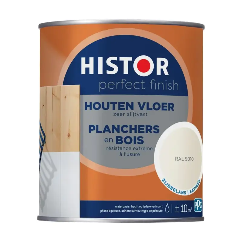 Flitsaanbieding Histor Perfect Finish Houten Vloer Zijdeglans RAL9010-750 ML