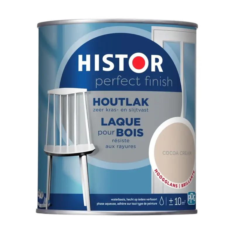 Beste Prijs Histor Perfect Finish Houtlak Hoogglans Cocoa Cream-750 ML