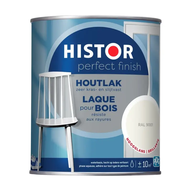 Laatste Kans Histor Perfect Finish Houtlak Hoogglans RAL9001-750 ML