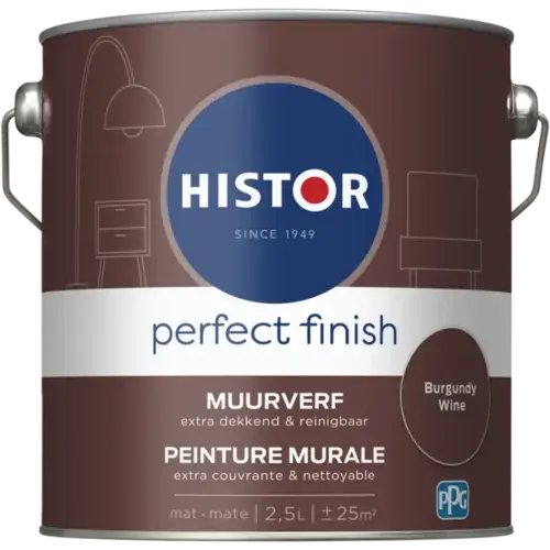 Histor Perfect Finish Muurverf Mat Burgundy Wine PPG1053-7-2,5 LTR Koop Online