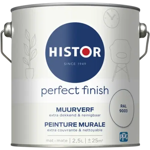 Exclusieve Aanbieding Histor Perfect Finish Muurverf Mat RAL 9003-2,5 LTR