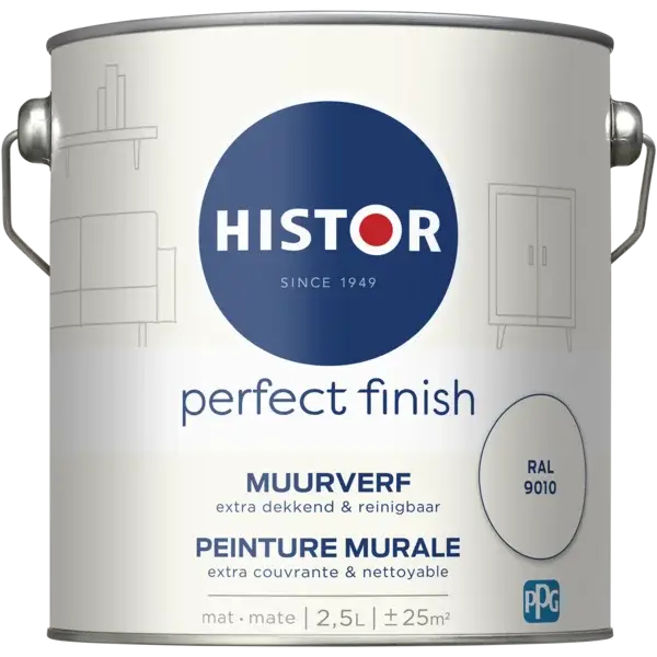 Merkproduct Histor Perfect Finish Muurverf Mat RAL 9010-2,5 LTR
