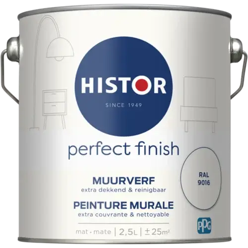 Histor Perfect Finish Muurverf Mat RAL 9016-2,5 LTR Hete Deal