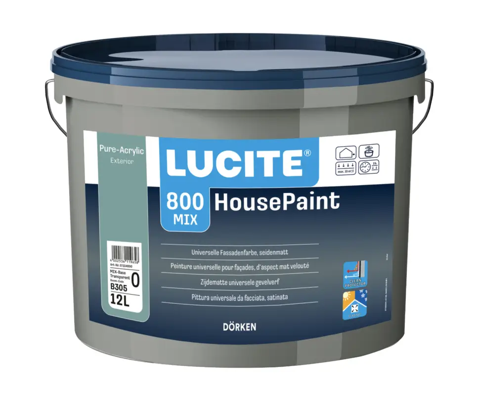 Merkproduct Lucite House-Paint Gevelverf | Zijdematte Verf-1 LTR - Wit (1000T)
