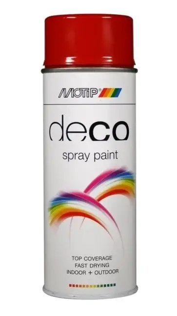MoTip Deco Colourspray Hoogglans RAL3000 Vuurrood-400 ML Hete Deal