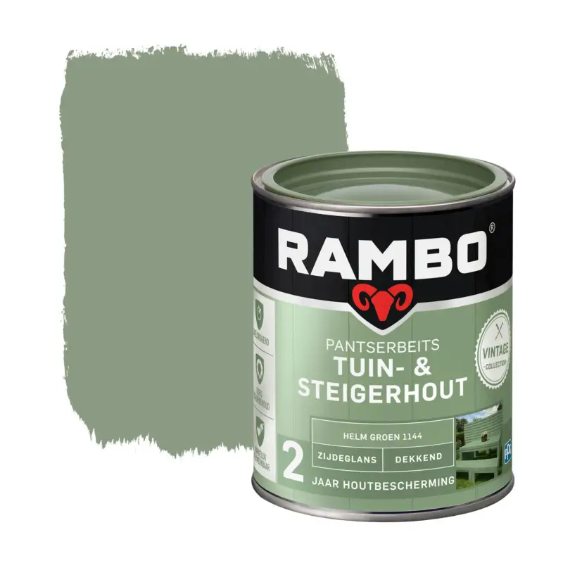 Lage Prijs Rambo Pantserbeits Tuin&Steigerhout Zijdeglans Dekkend Helm Groen 1144-750 ML