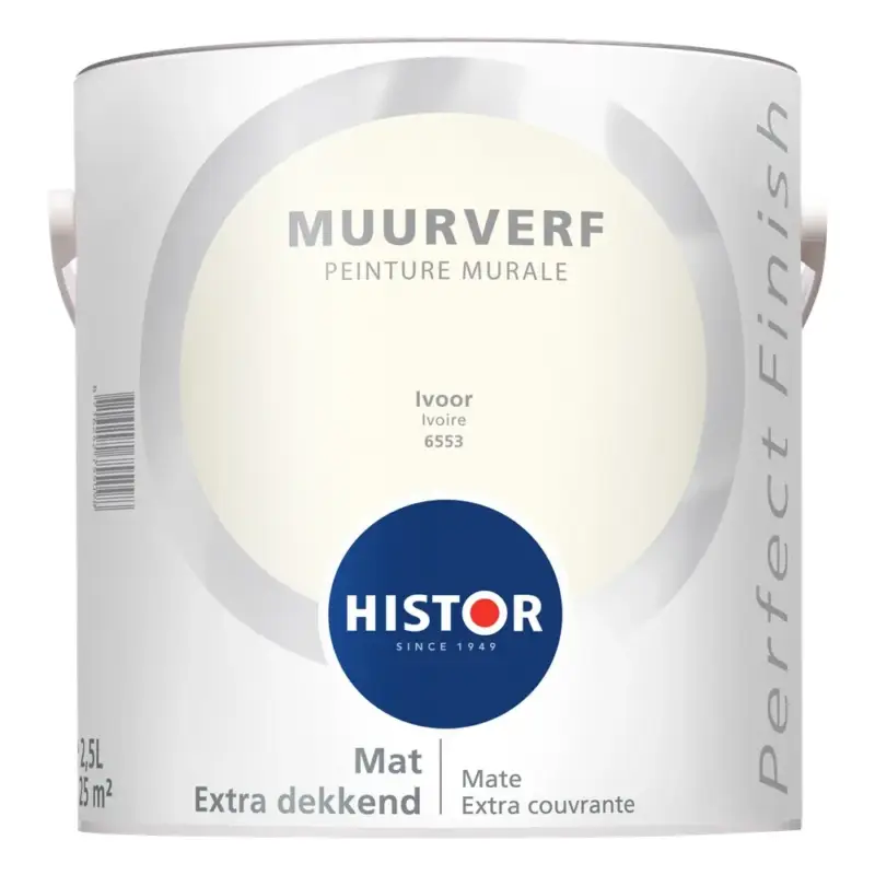 Histor Perfect Finish Muurverf Mat Ivoor 6553-2,5 LTR Beperkt Aanbod