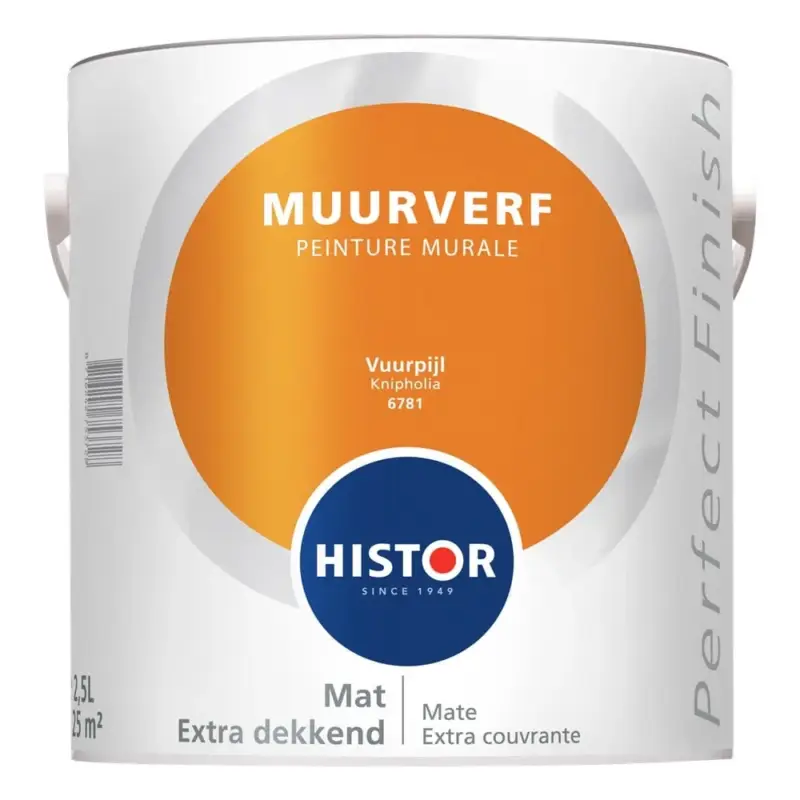 Histor Perfect Finish Muurverf Mat Vuurpijl 6781-2,5 LTR Meest Verkocht