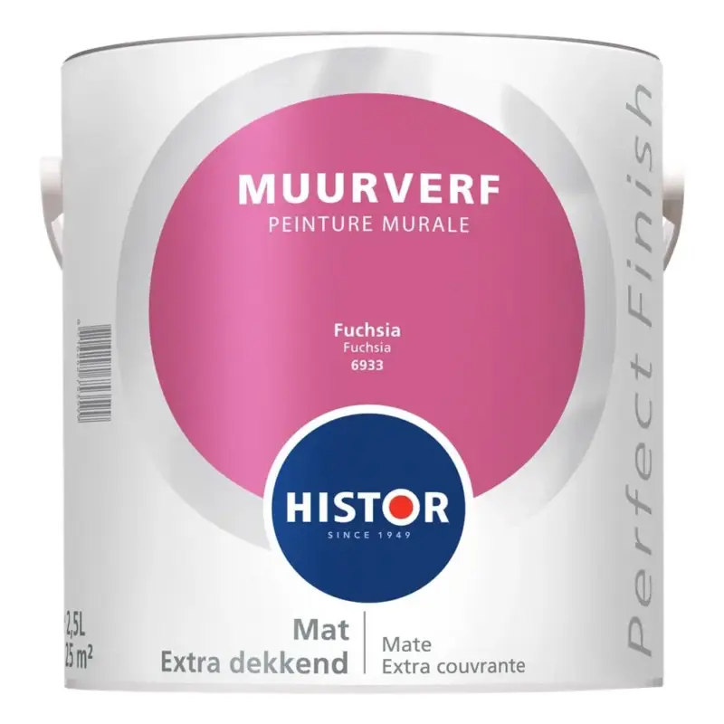 Histor Perfect Finish Muurverf Mat Fuchsia 6933-2,5 LTR Laatste Versie