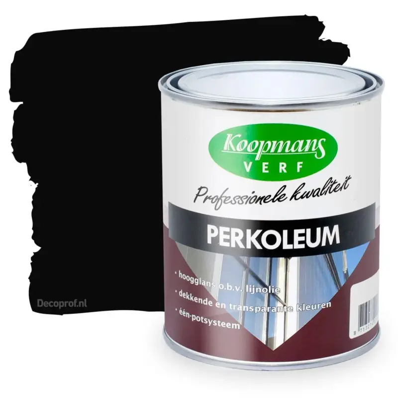 Koopmans Perkoleum Hoogglans Dekkend 239 Zwart-750 ML Op = Op