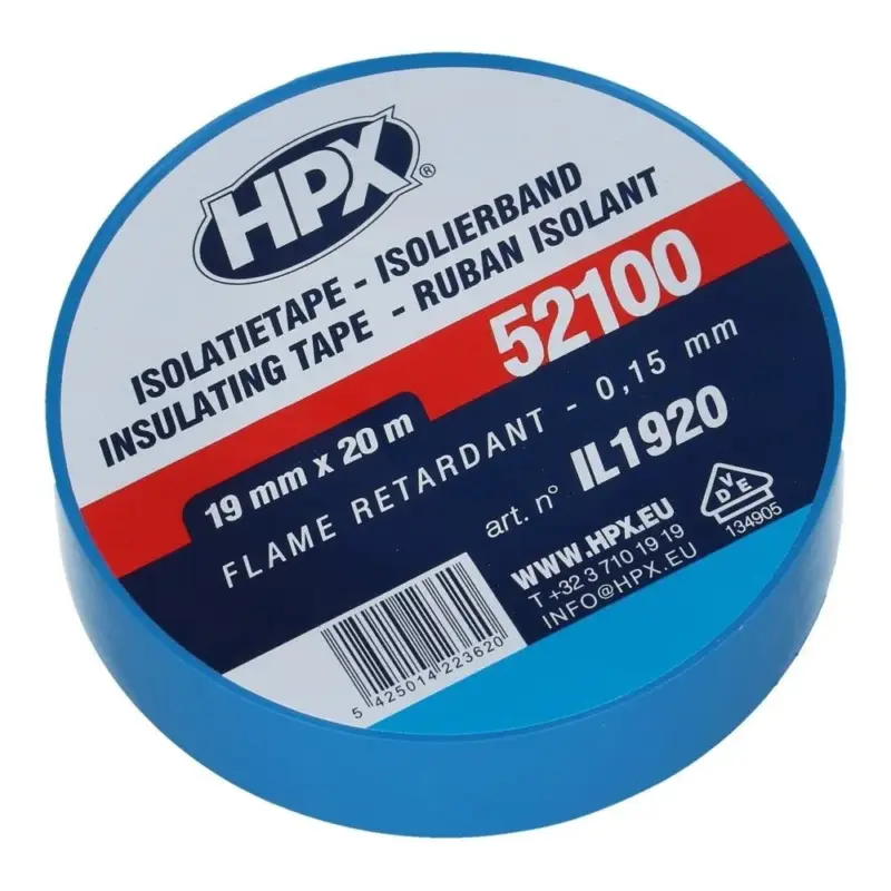 HPX Tapes PVC Isolatietape Blauw 20 mtr-1 ST - 19 mm Dagaanbieding
