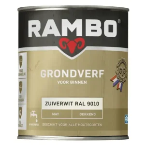 Betaalbaar Rambo Grondverf Binnen Mat RAL9010-750 ML - RAL 9010