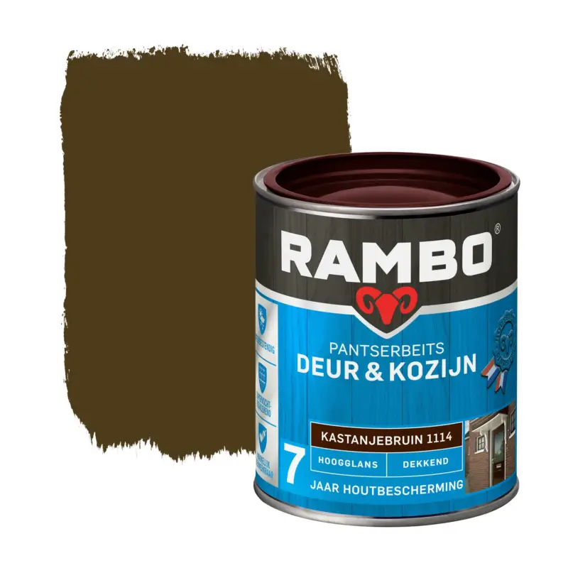 Rambo Pantserbeits Deur&Kozijn Hoogglans Dekkend Kastanjebruin 1114-750 ML Snelle Levering