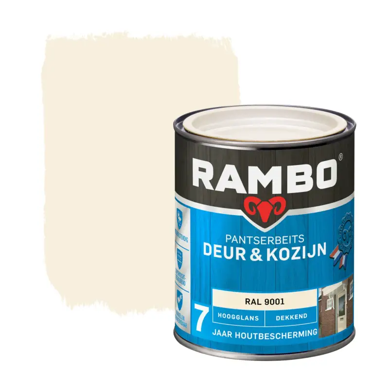 Direct Beschikbaar Rambo Pantserbeits Deur&Kozijn Hoogglans Dekkend RAL 9001-750 ML