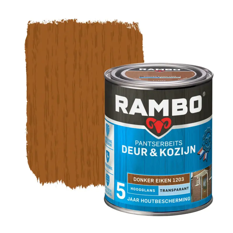 Rambo Pantserbeits Deur&Kozijn Hoogglans Transparant Donker Eiken 1203-750 ML Hete Deal