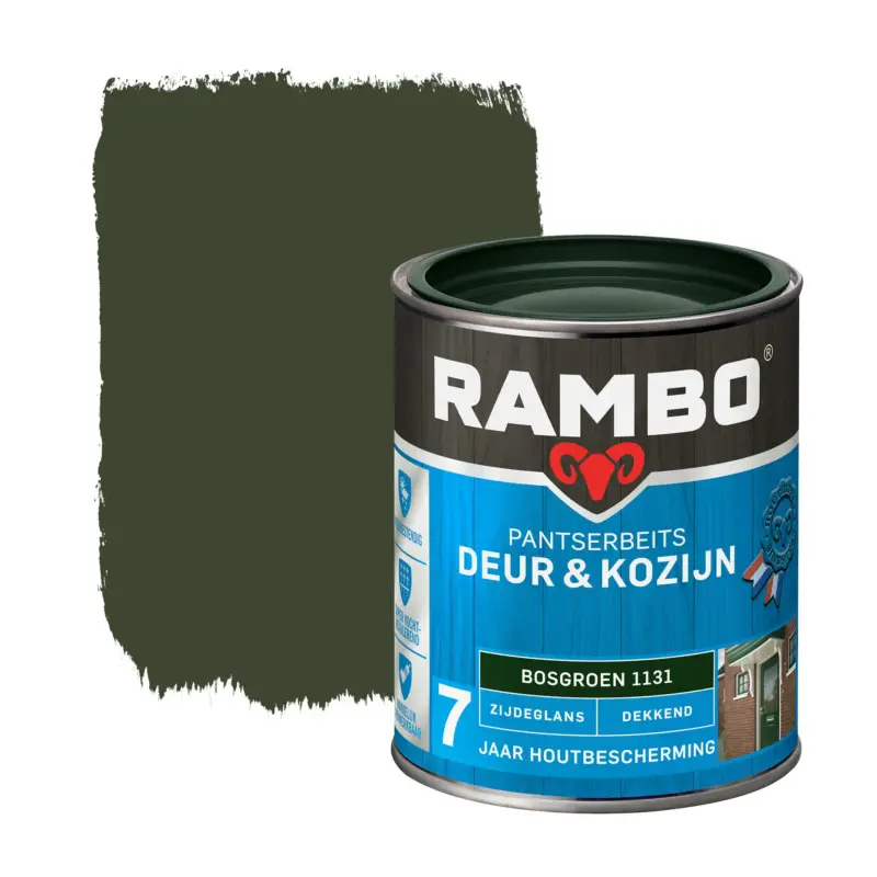 Tijdelijk Beschikbaar Rambo Pantserbeits Deur&Kozijn Zijdeglans Dekkend Bosgroen 1131-750 ML