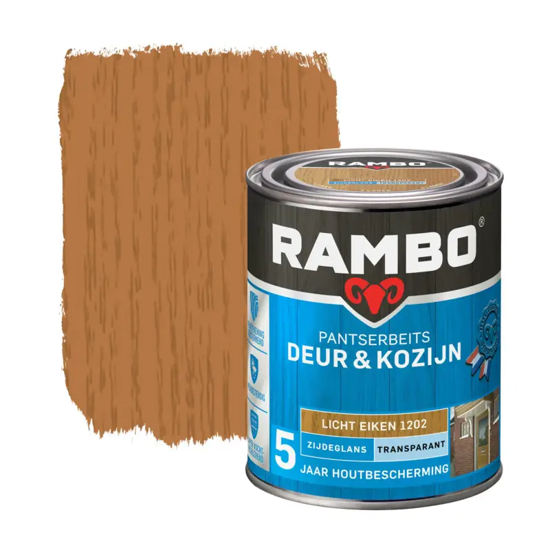 Actieprijs Rambo Pantserbeits Deur&Kozijn Zijdeglans Transparant Licht Eiken 1202-750 ML