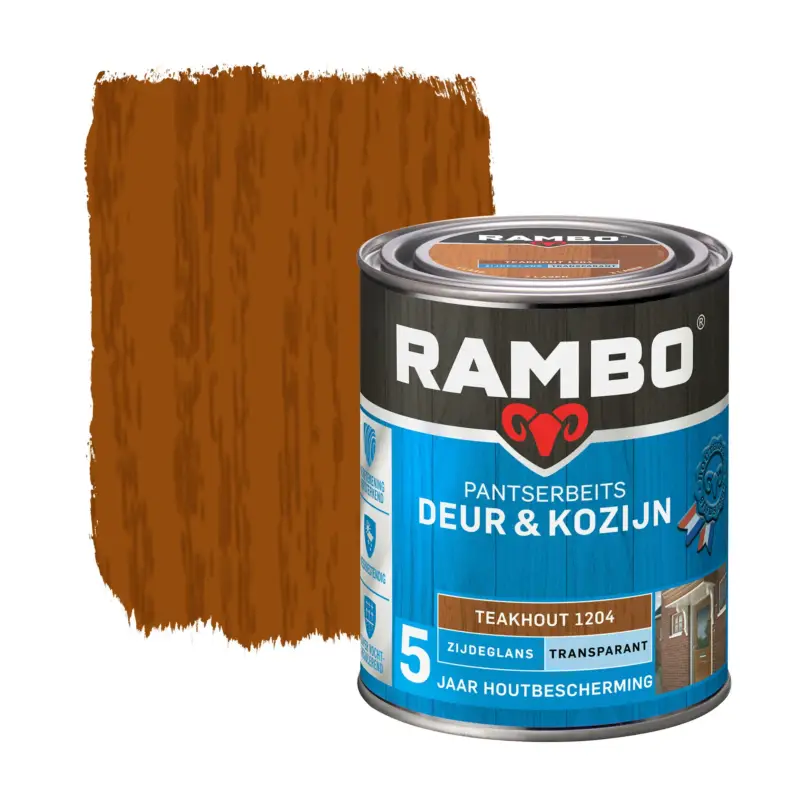 Rambo Pantserbeits Deur&Kozijn Zijdeglans Transparant Teakhout 1204-750 ML Favoriet