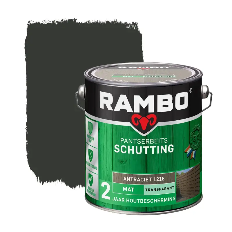 Hoge Kwaliteit Rambo Pantserbeits Schutting Mat Transparant Antraciet 1218-2,5 LTR