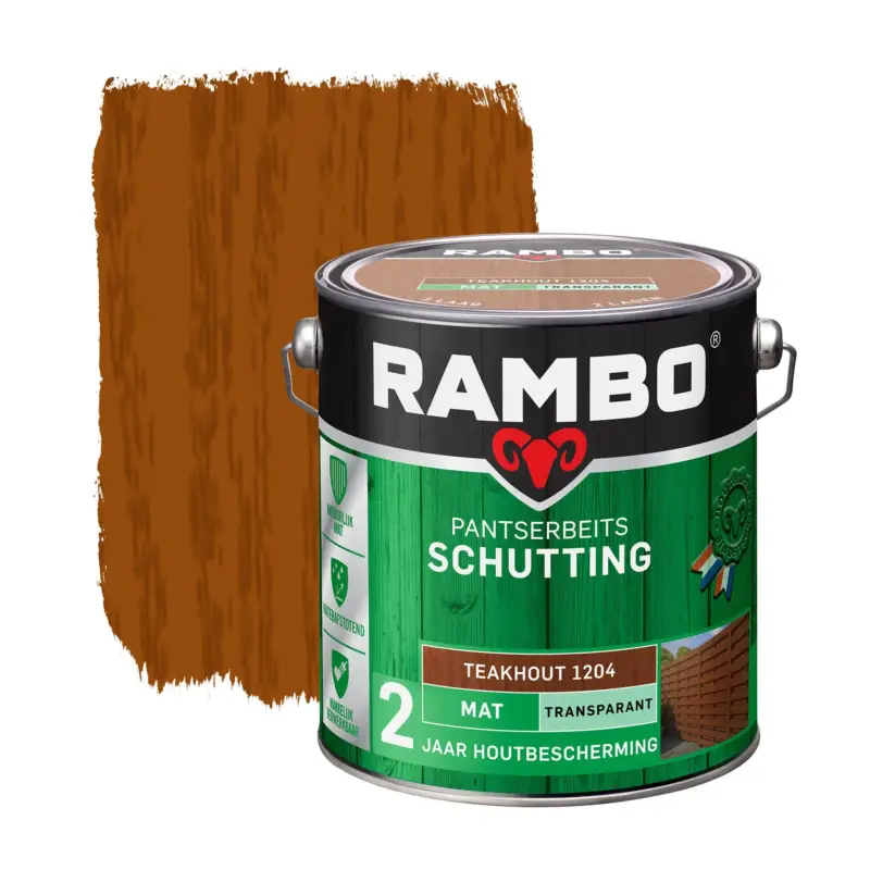Rambo Pantserbeits Schutting Mat Transparant Teakhout 1204-2,5 LTR Lage Kosten