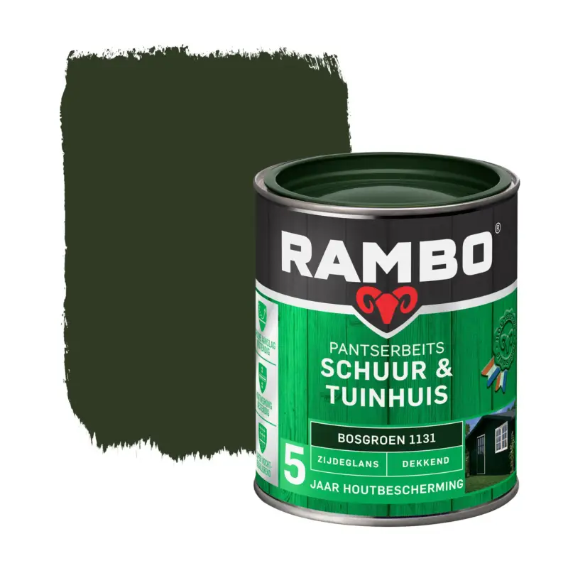 Dagaanbieding Rambo Pantserbeits Schuur&Tuinhuis Zijdeglans Dekkend Bosgroen 1131-750 ML
