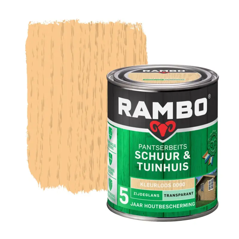 Flitsaanbieding Rambo Pantserbeits Schuur&Tuinhuis Zijdeglans Transparant-750 ML