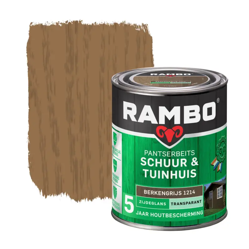 Rambo Pantserbeits Schuur&Tuinhuis Zijdeglans Transparant Berkengrijs 1214-750 ML Meest Verkocht